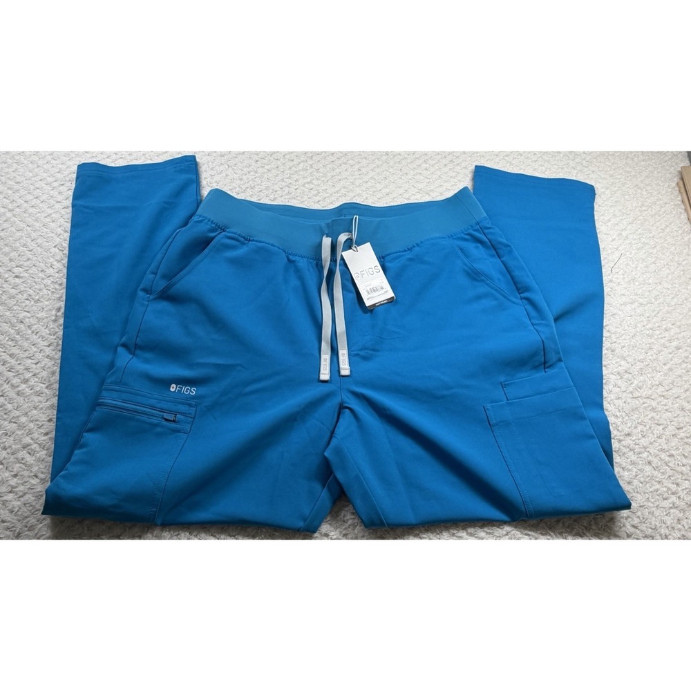 NWT Women's Figs Scrub Aqua BLUE high waisted YolA yoga. sz XL